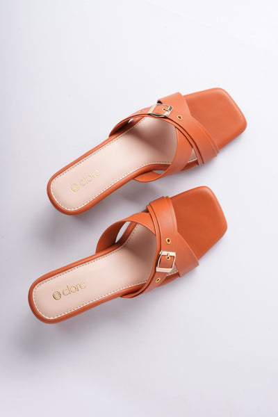 Aveline Buckle Heels - Tan