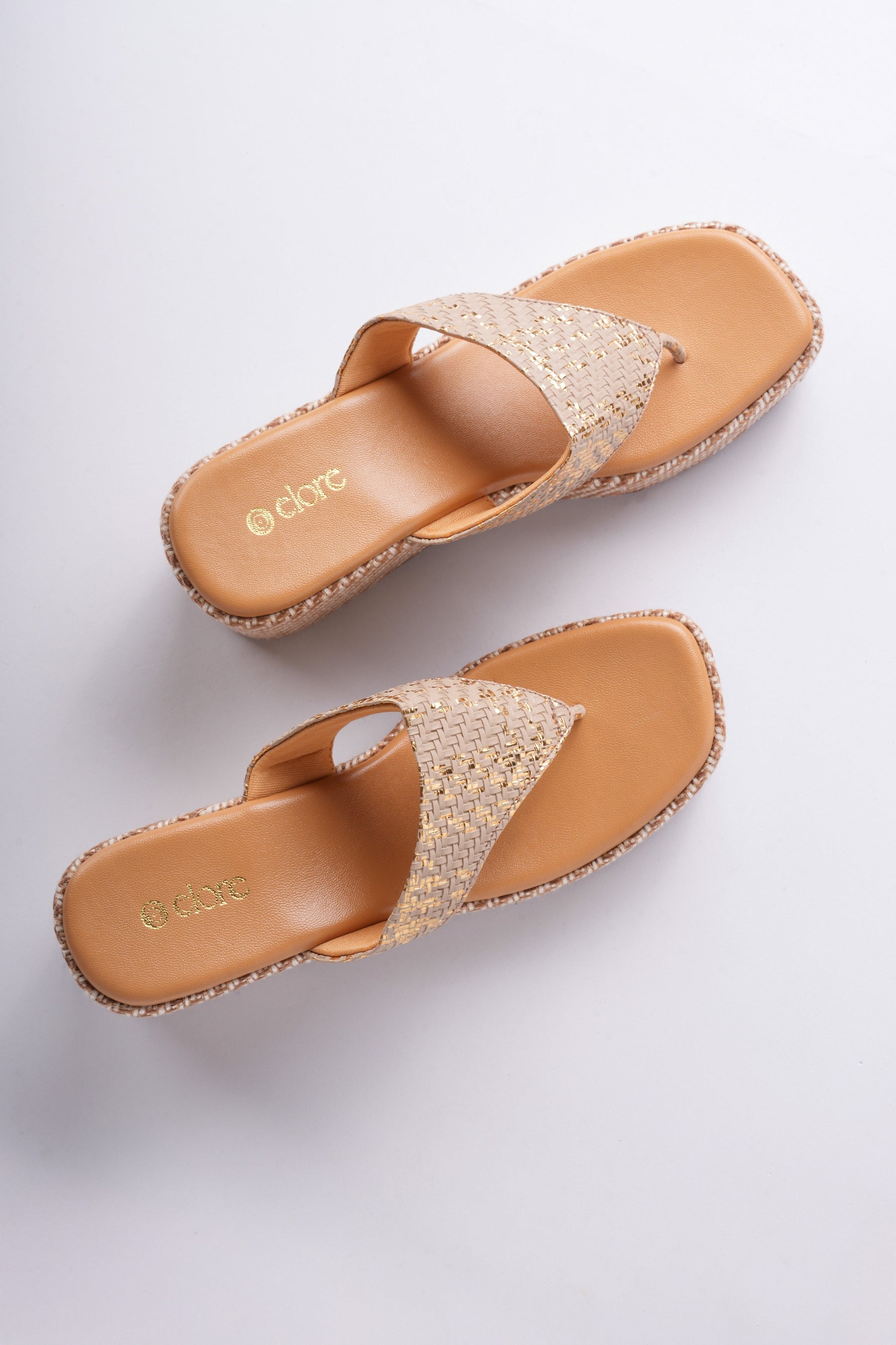Inaaya Jute Wedges - Beige Gold