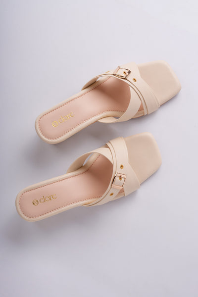 Aveline Buckle Heels - Cream