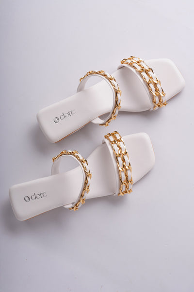 Aurelia Chain Heels - Ivory White