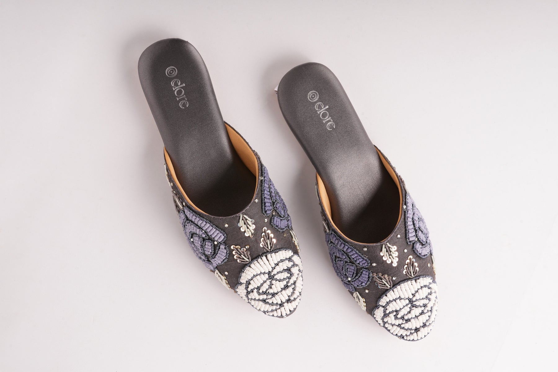 Zyrah Embellished Mules - Charcoal Grey