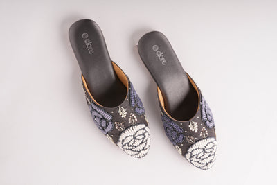 Zyrah Embellished Mules - Charcoal Grey