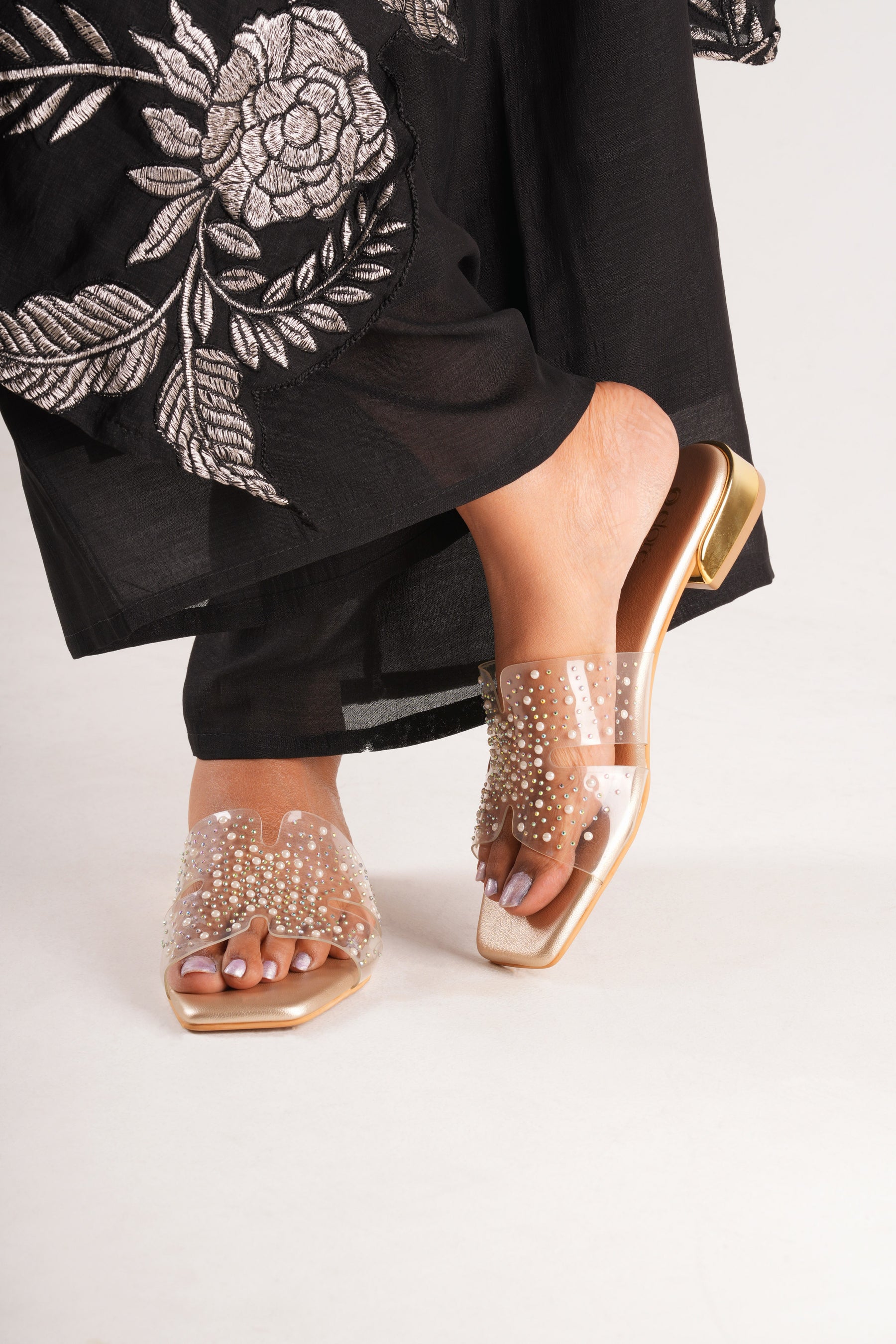 Ziva Platforms - Champagne Gold with Transparent Upper