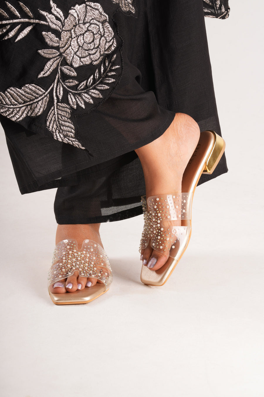 Ziva Platforms - Champagne Gold with Transparent Upper