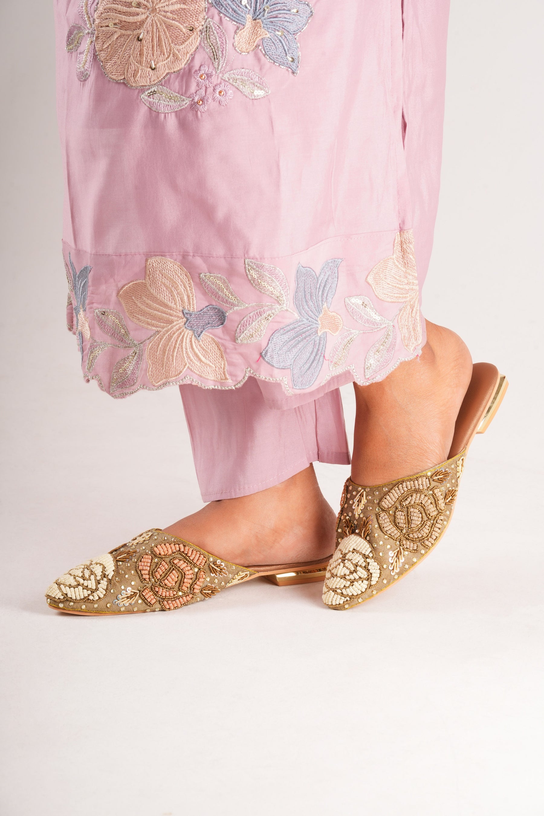 Zyrah Embellished Mules - Antique Bronze