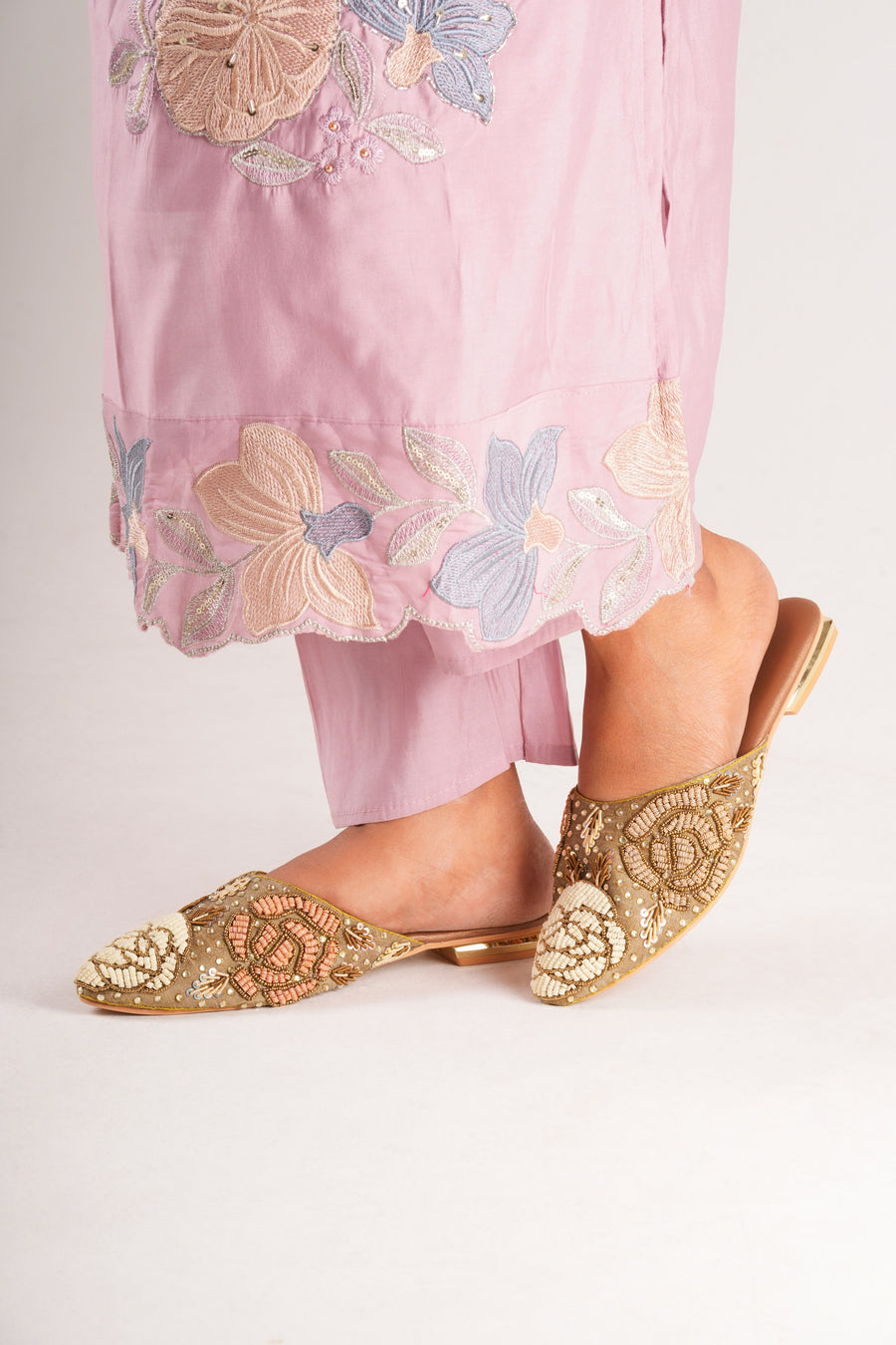 Zyrah Embellished Mules - Antique Bronze