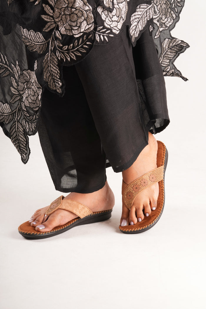 Sofi Flat Sandals - Tan & Beige