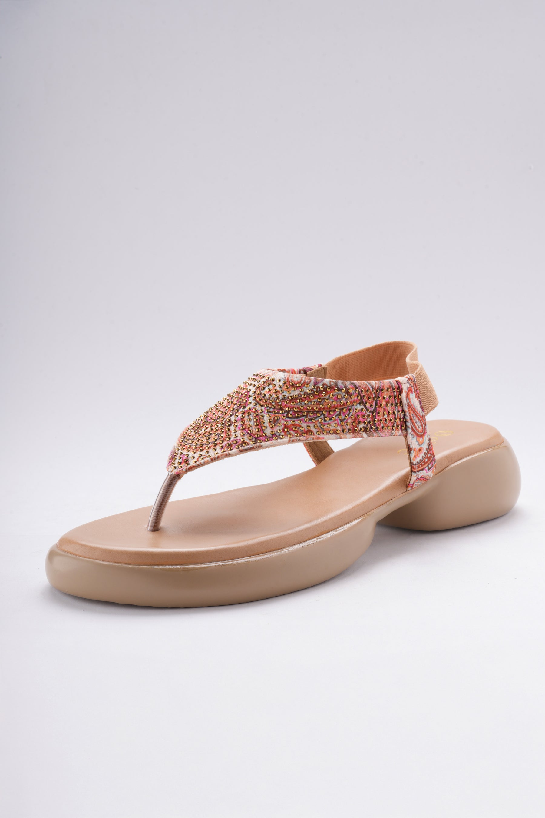 Sia Flat Sandals - Black Base with Antique Embellishments