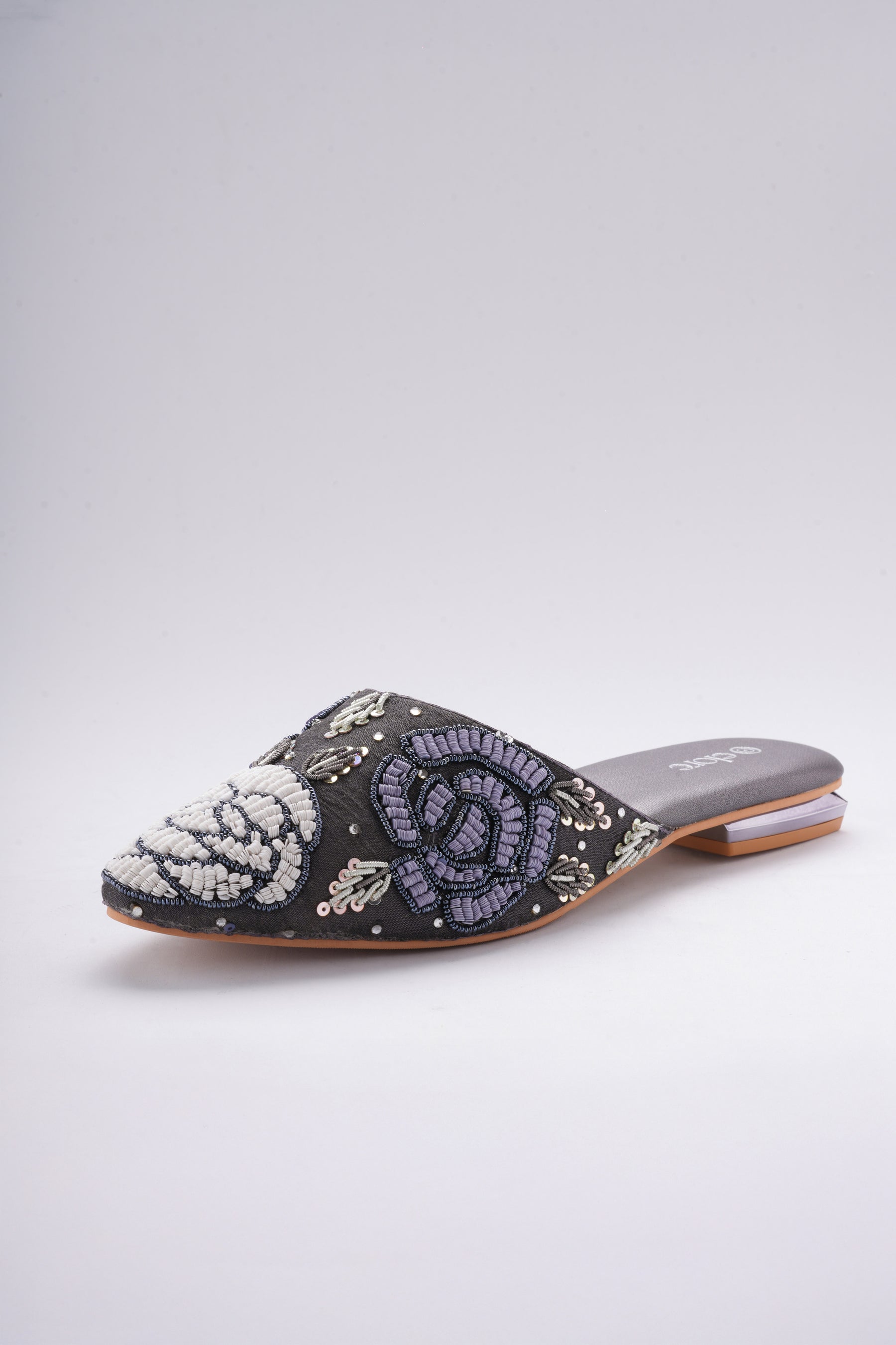 Zyrah Embellished Mules - Charcoal Grey