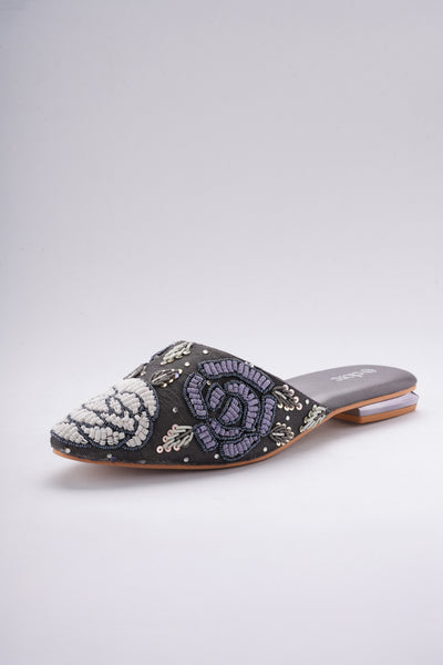 Zyrah Embellished Mules - Charcoal Grey
