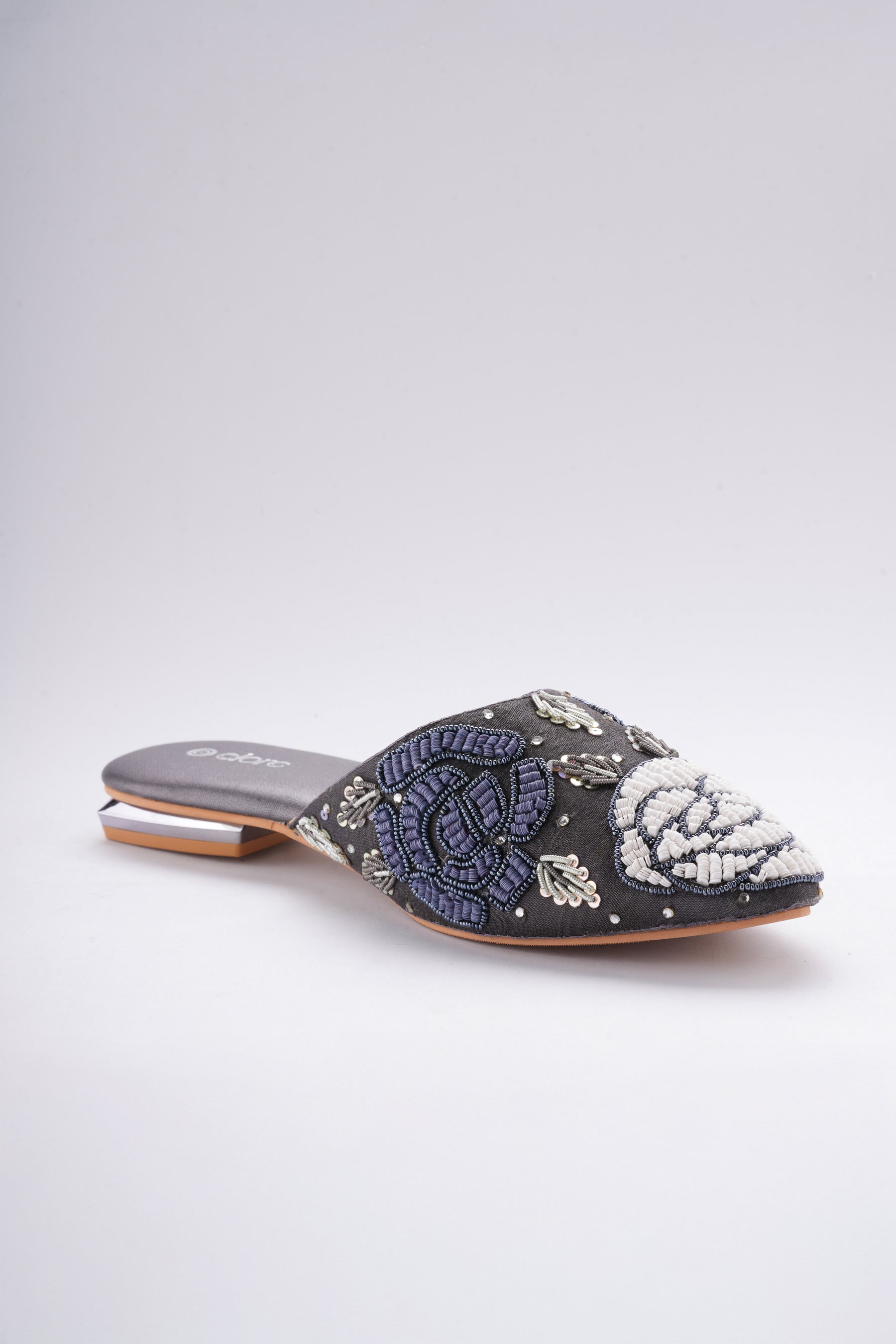Zyrah Embellished Mules - Charcoal Grey