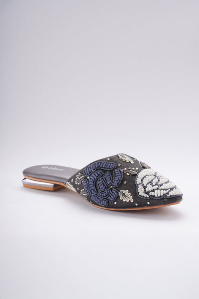 Zyrah Embellished Mules - Charcoal Grey