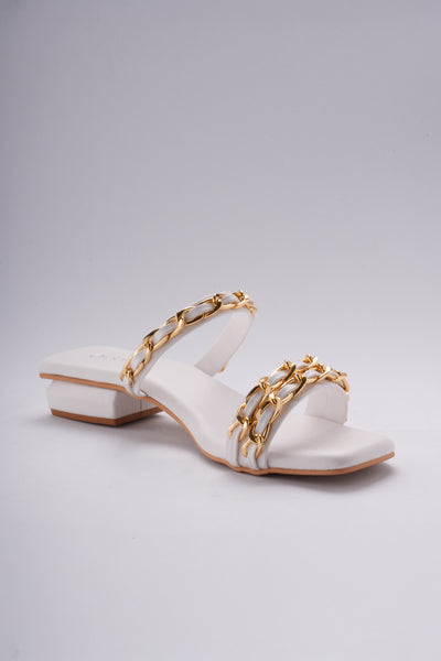 Aurelia Chain Heels - Ivory White