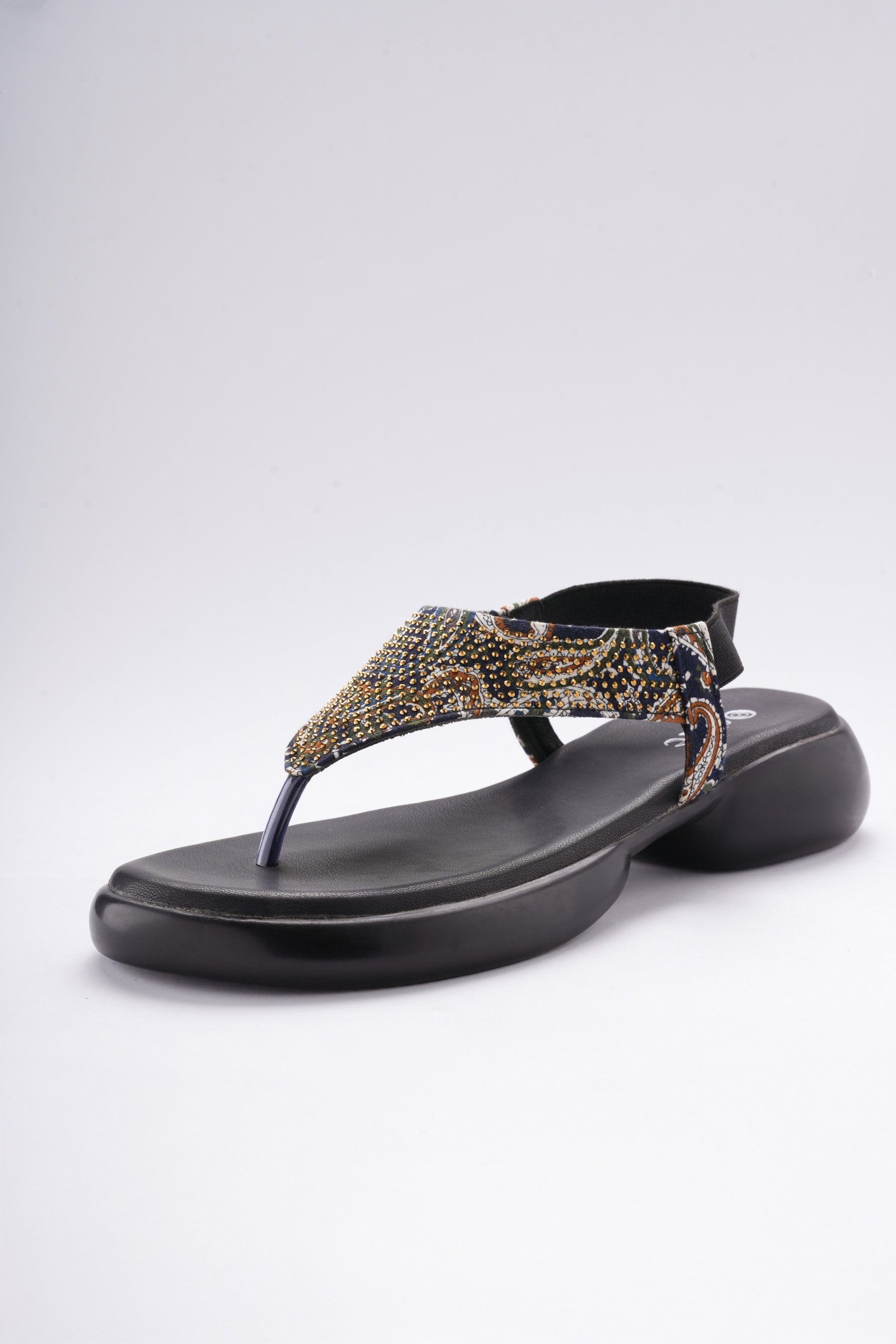 Sia Flat Sandals - Beige Base with Ethnic Embellishments