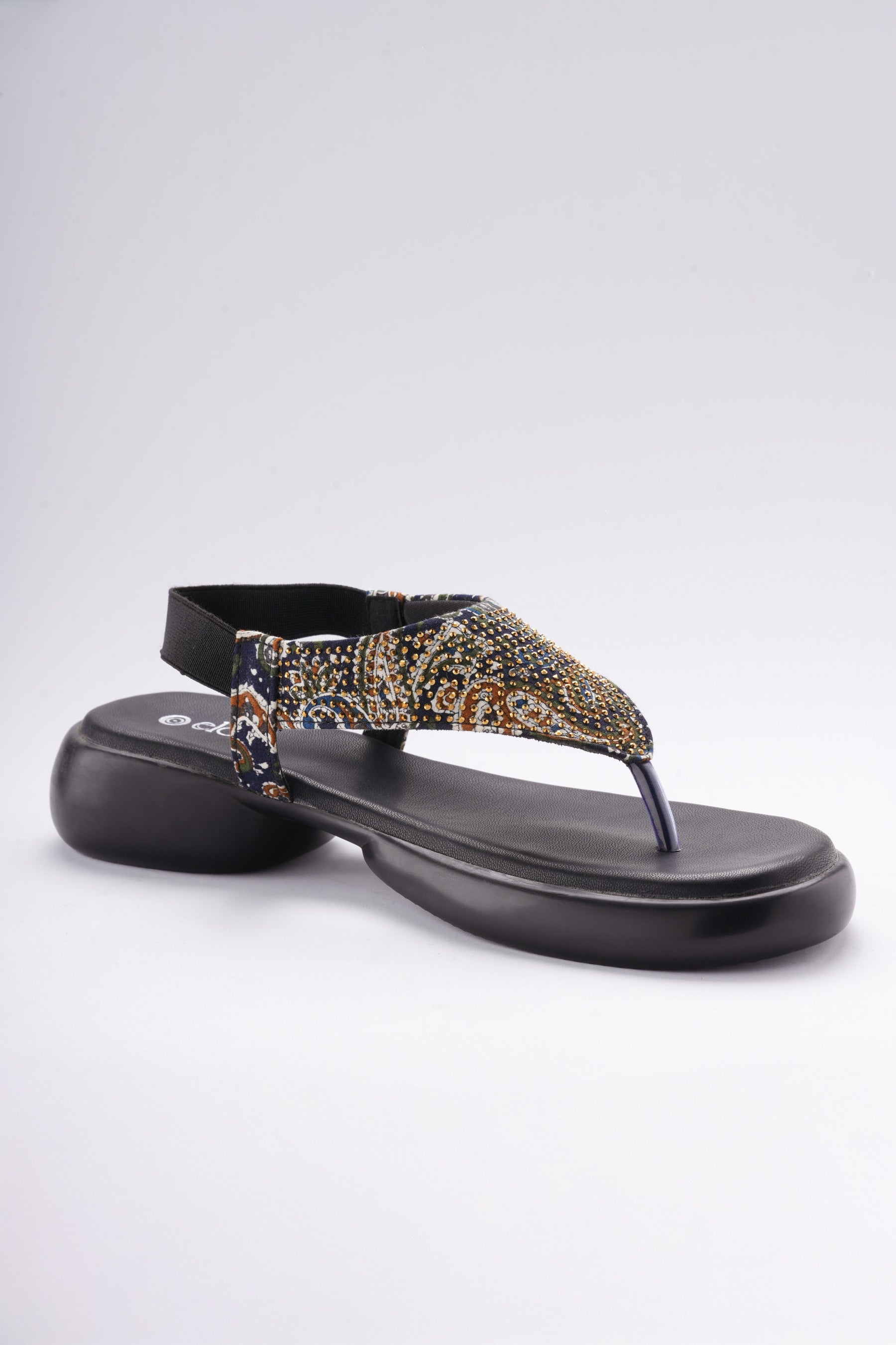 Sia Flat Sandals - Beige Base with Ethnic Embellishments