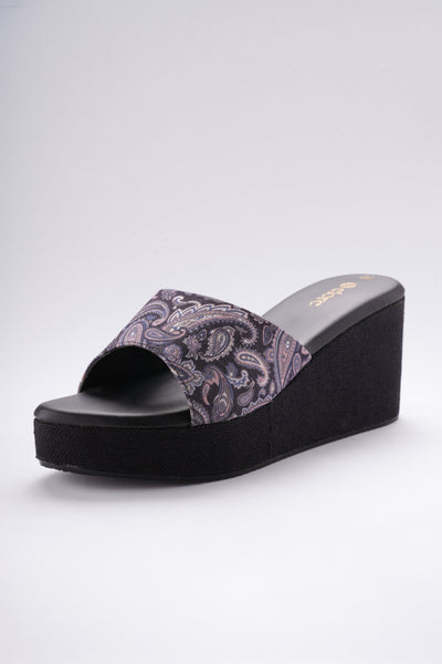 Bloombeige Wedges - Charcoal Black