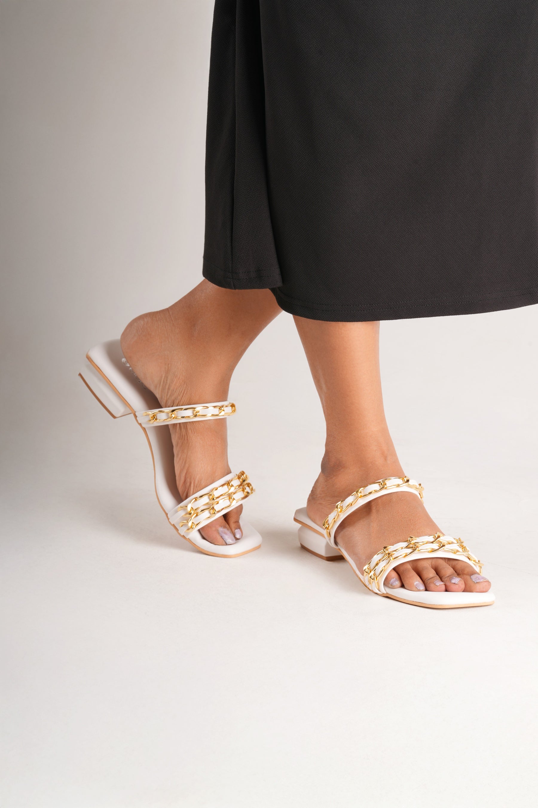 Aurelia Chain Heels - Ivory White