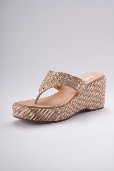 Inaaya Jute Wedges - Beige Gold