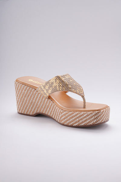 Inaaya Jute Wedges - Beige Gold