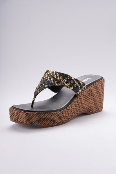 Inaaya Jute Wedges - Black Gold