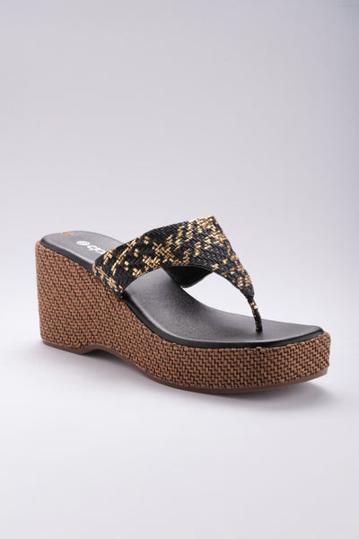 Inaaya Jute Wedges - Black Gold