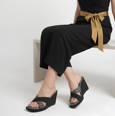 Liora Denim Wedges - Denim Black