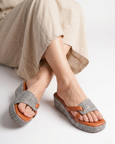 Terra Weave Wedges - Tan & Textured Grey