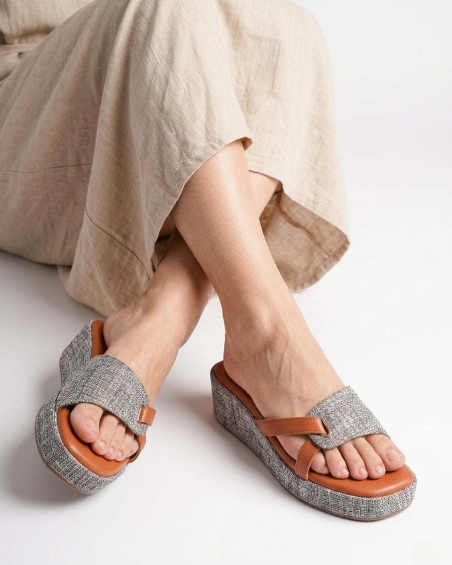Terra Weave Wedges - Tan & Textured Grey