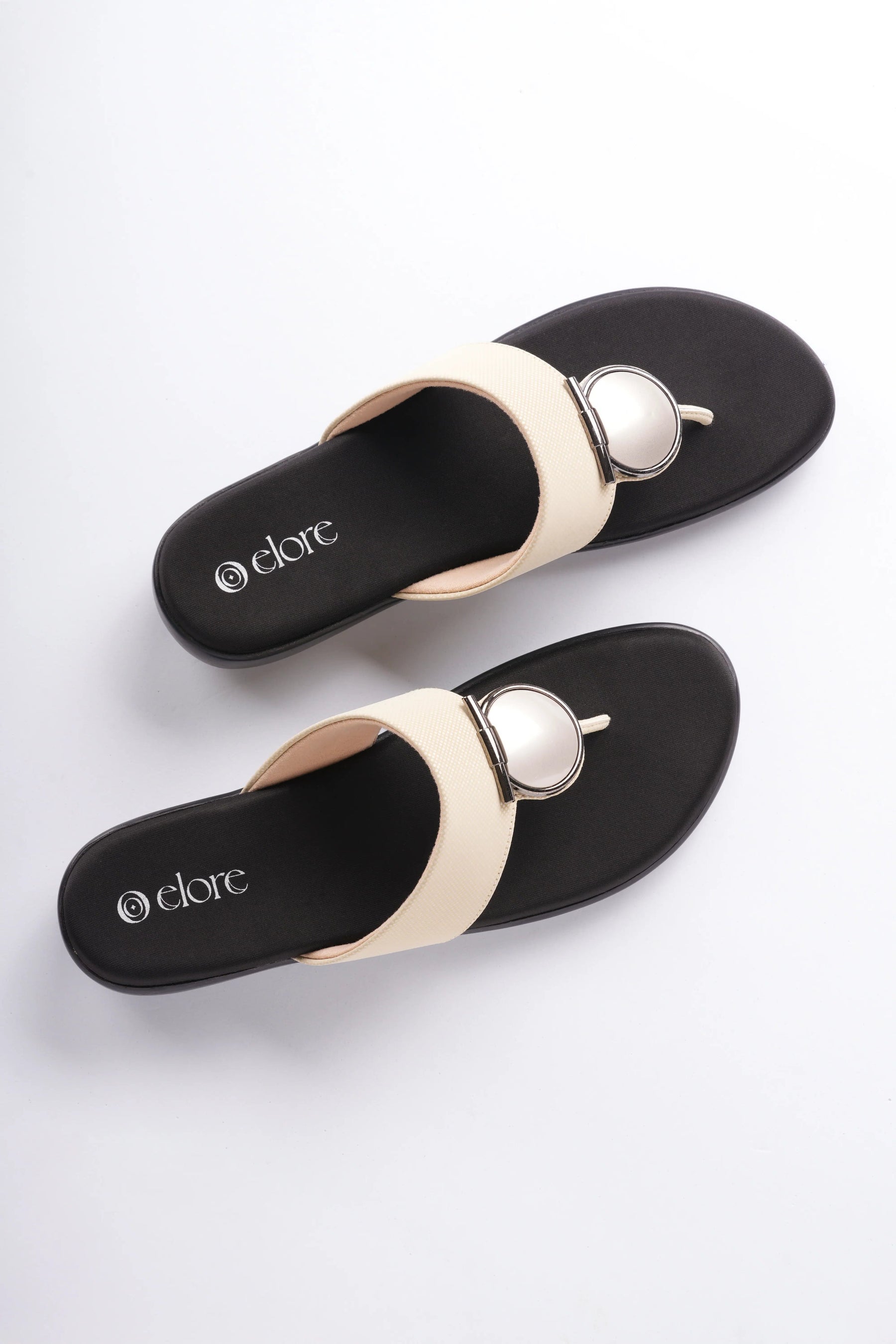 Elin Platforms - Ivory Beige & Black