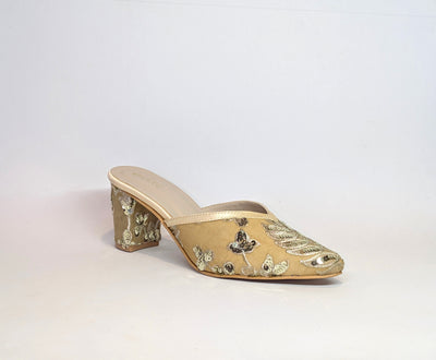 Zarisha Block Heels - Beige Gold
