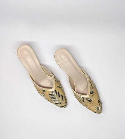 Zarisha Block Heels - Beige Gold