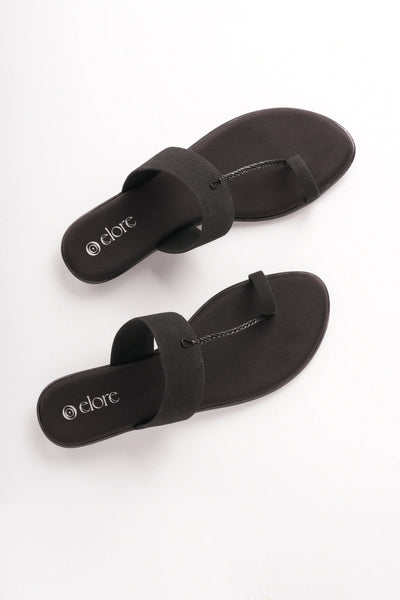 Riva Kolhapuri Flats - Black