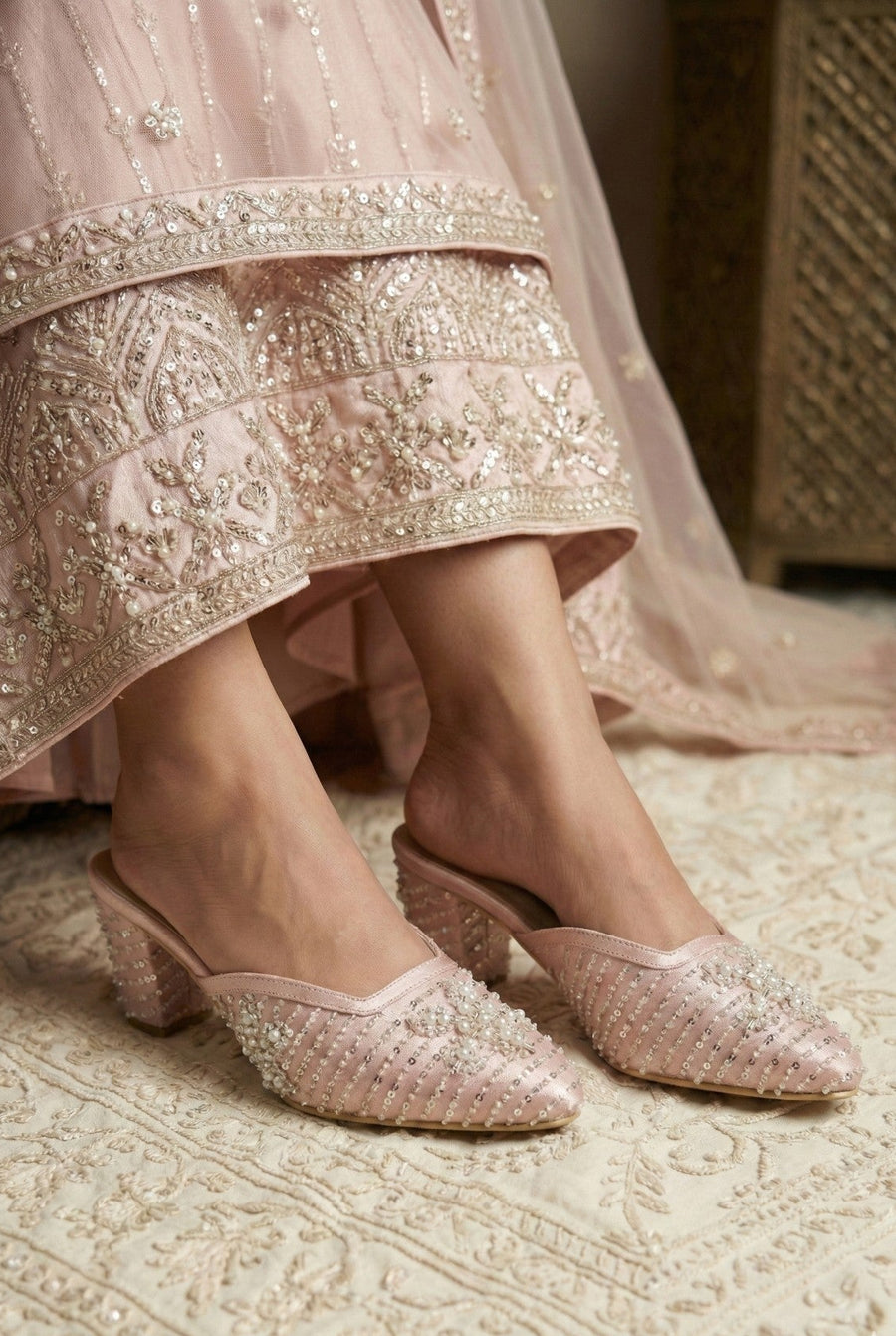 Rivana Block Heels - Blush Pink