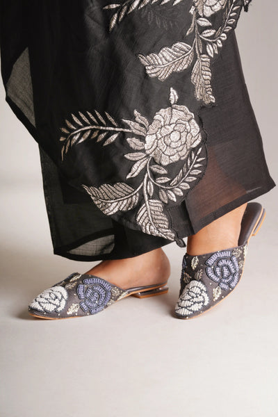 Zyrah Embellished Mules - Charcoal Grey